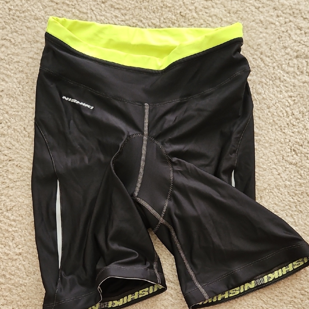Nishiki Black and Neon Yellow Padded Cycling Shorts